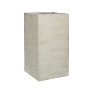 31.5 in H Square Beige Washed Ficonstone Indoor/Outdoor Bouvy Large Planter, Plant Pots, Flower Pots, Modern Planter