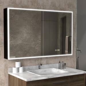 HBEZON 48 in. W x 30 in. H Large Black Aluminum Surface Mount Medicine ...