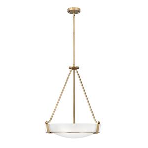 Hathaway Small Integrated LED Heritage Brass Shaded Pendant