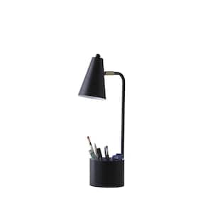 19.5 in. Black Standard Light Bulb Bedside Table Lamp with Black Metal Shade