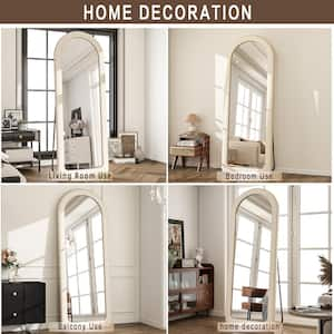 24 in. W x 63 in. H White Modern Arched Flannelette Wood Framed Full Length Mirror