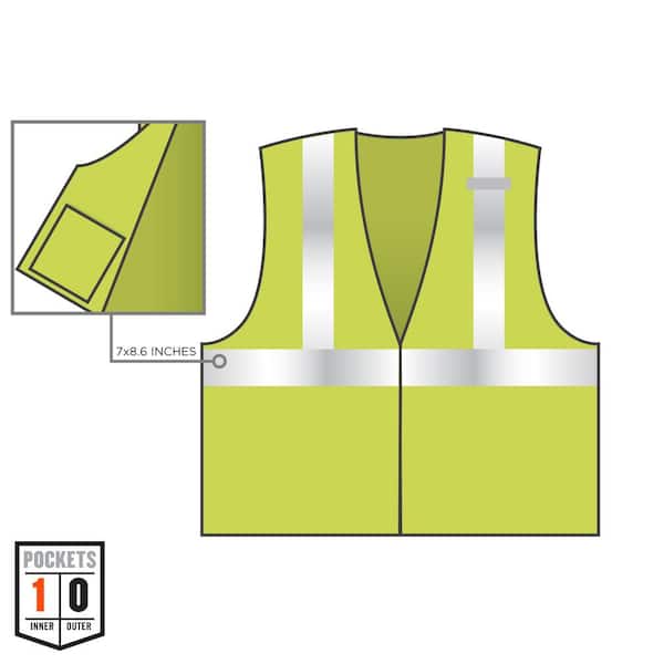 Zipper Closure 2XL/3XL Hi-Vis; High-Visibility; Safety Vests; Traffic vest Ergodyne GloWear 8225Z ANSI High Visibility Orange Solid Reflective Safety Vest 