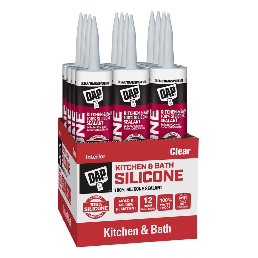 DAP Silicone 9.8 oz. Clear Kitchen and Bath Silicone Caulk (12-Pack)
