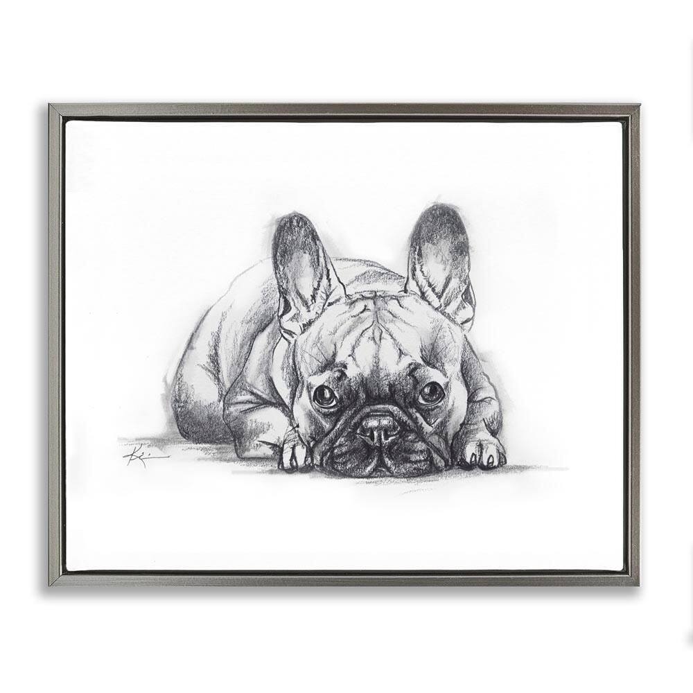 French Bulldog Naptime by Lindsay Kivi Fine Art Gray Floater Frame Animal Graphic Art Print 25 in. x 31 in. price history on PriceWatchPro
