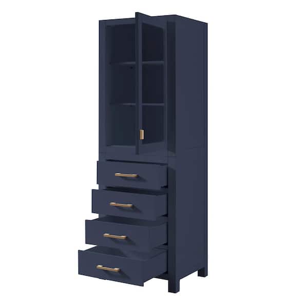 Avanity Modero 24-in x 71-in x 20-in Navy Blue Wood Freestanding Soft Close Linen Cabinet