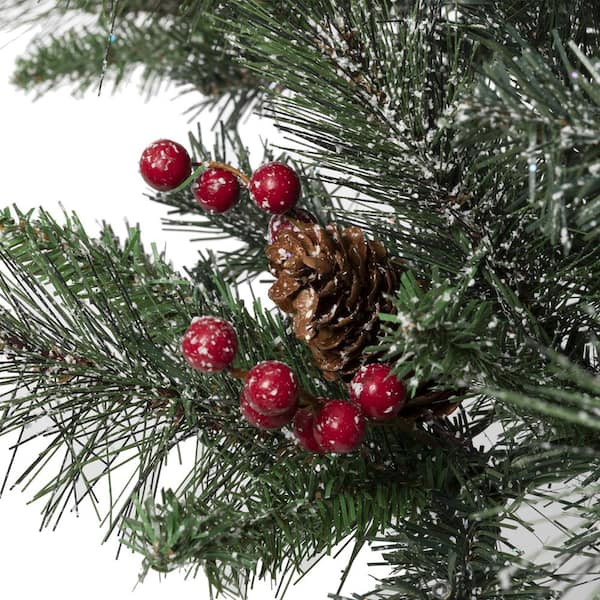 21 Snow Flocked Pine & Pinecone Pick with Red Berries - Festive Chris –  TCTCrafts