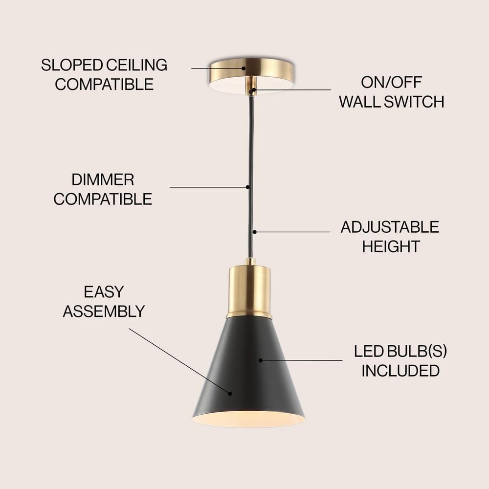 Apollo 6" Black and Brass Gold LED Pendant Light