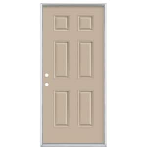 36 in. x 80 in. 6-Panel Right-Hand Inswing Painted Smooth Fiberglass Prehung Front Exterior Door No Brickmold