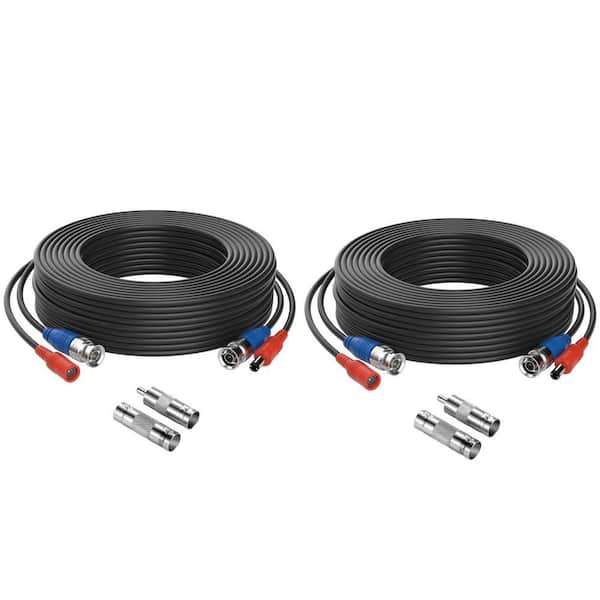 60 ft. BNC Extension Cord CCTV Video Power Cables for Security Camera (2-Pack)