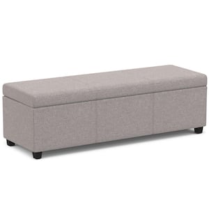 Avalon 54 in. Wide Contemporary Rectangle Extra Large Storage Ottoman Bench in Cloud Grey Polyester linen fabric