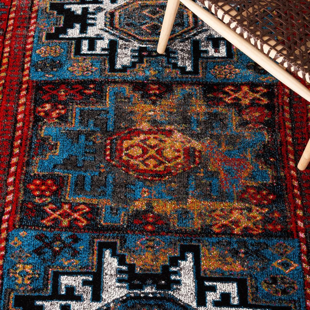 Vintage Red and Light Blue Persian Style 8' x 10' Area Rug