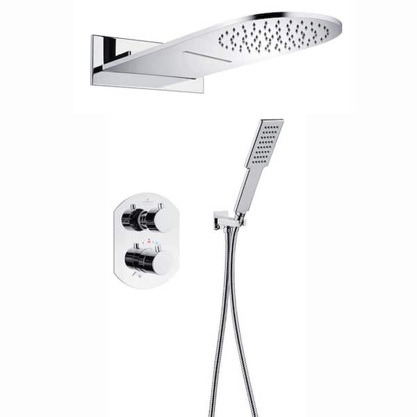 BWE 2-Handle 3-Spray High Pressure Shower Faucet in Polished Chrome (Valve Included)