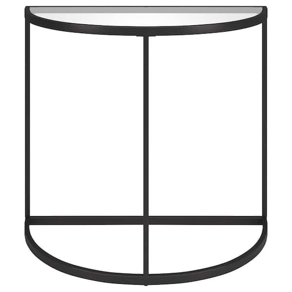 Meyer&Cross Verlaine 32 in. Blackened Bronze Half-Circle Tempered Glass Console Table