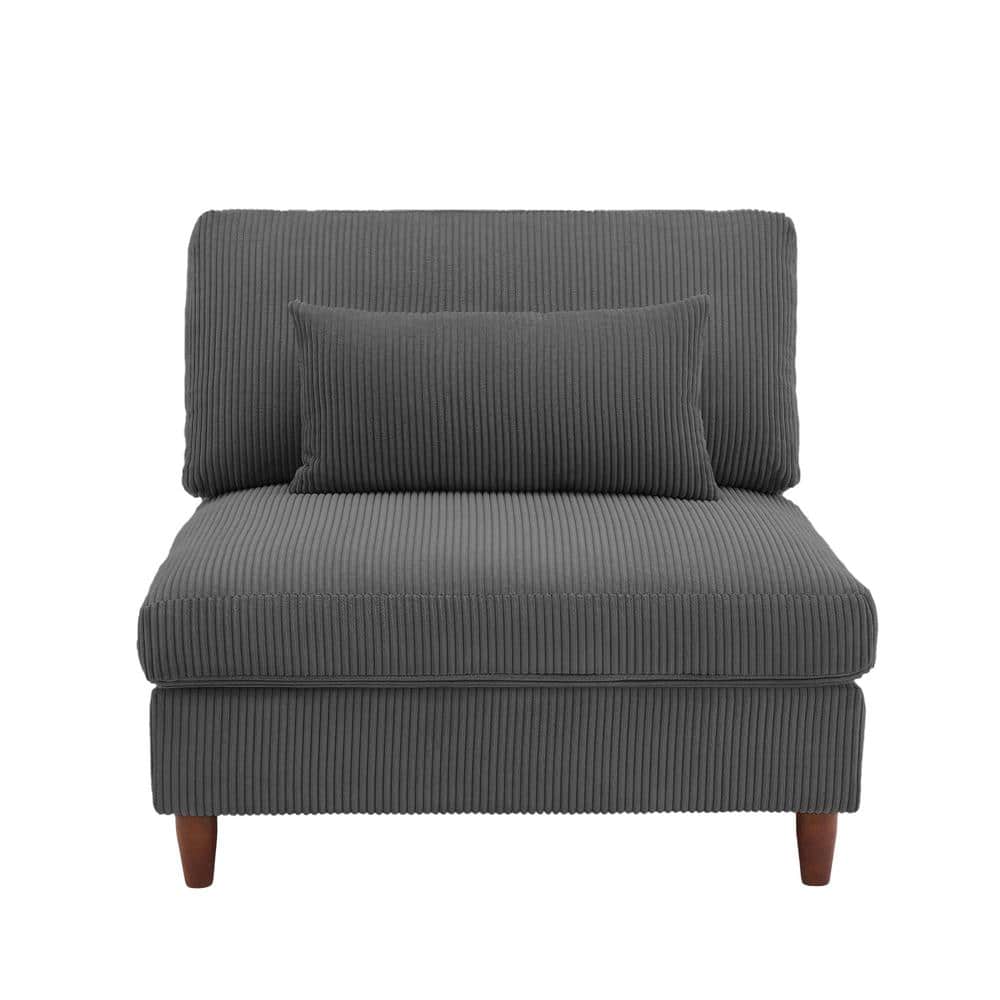 Luxury Gray Corduroy Fabric Armless Side Chair with 1-Pillow(Set of 1) price history on PriceWatchPro