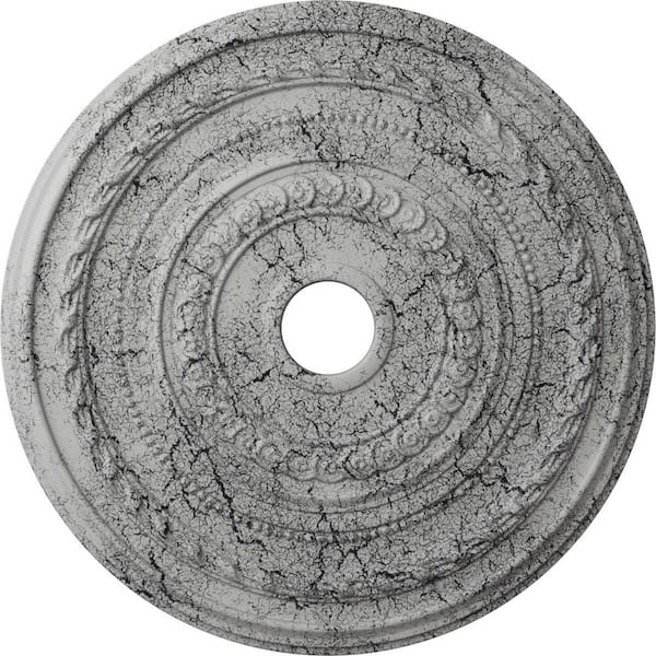 Ekena Millwork 1-3/8 in. x 25-3/8 in. x 25-3/8 in. Polyurethane Cole Ceiling Medallion, Ultra Pure White Crackle