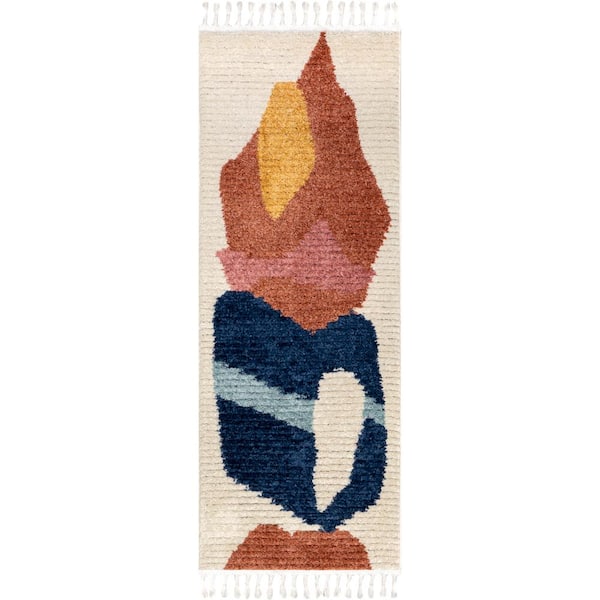nuLOOM Ashton Beige 2 ft. x 8 ft. Contemporary Abstract Shag Area Rug
