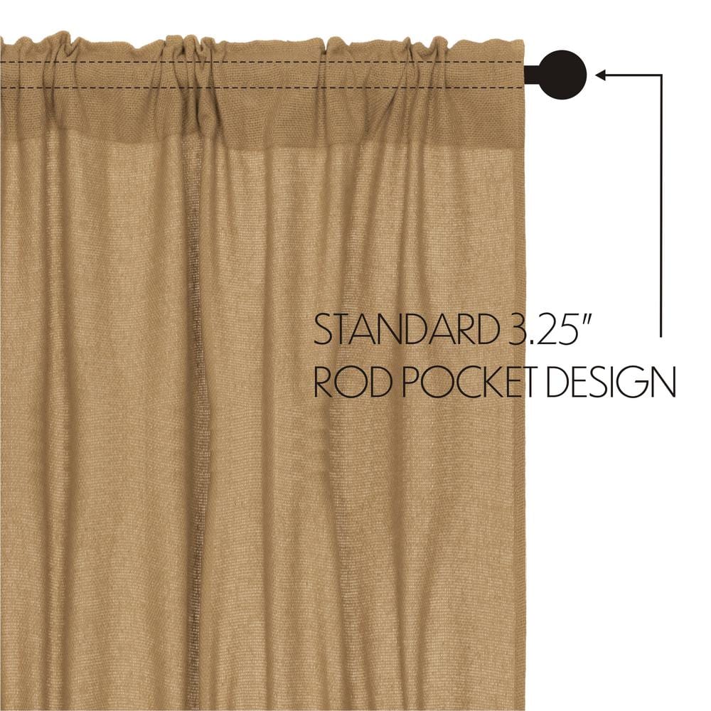Natural Burlap Cotton Light-Filtering Rod Pocket Curtain Panels, 84" x 40"