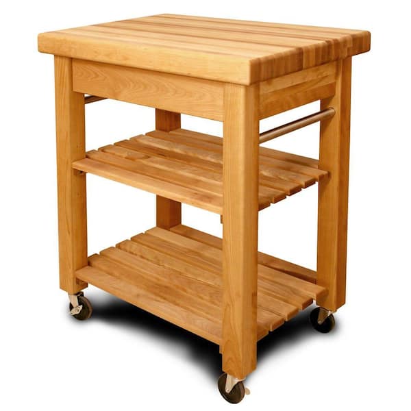 Catskill Craftsmen French Country Natural Wood Kitchen Cart with Storage