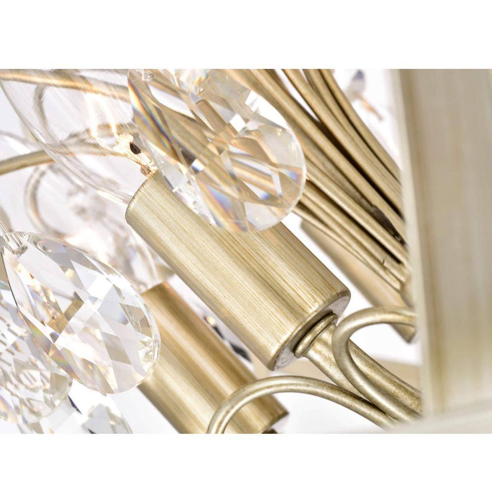 Champagne Metal and Crystal Orb 5-Light Chandelier