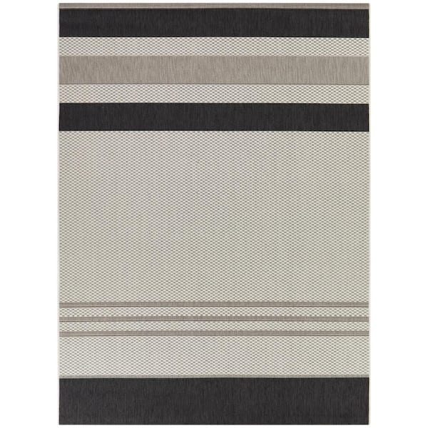 BALTA Sandor Charcoal 5 ft. x 7 ft.  Striped Indoor/Outdoor Area Rug
