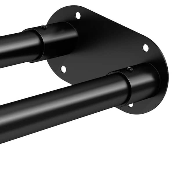28-76 in. Wall Mounted Double Shower Rod, Rustproof Shower Curtain Pole for Bathroom, Laundry Room, Bathtub, Black