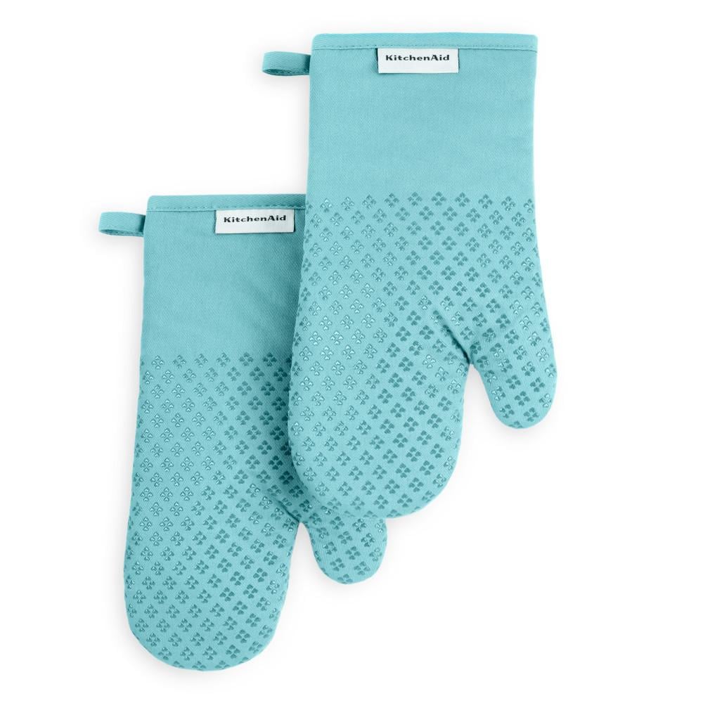 KitchenAid Asteroid Silicone Grip Mineral Water Aqua Oven Mitt Set (2-Pack)