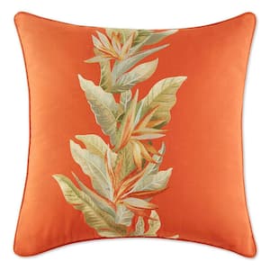 Birds of Paradise Red 20 in. x 20 in. Cotton Decorative Pillow