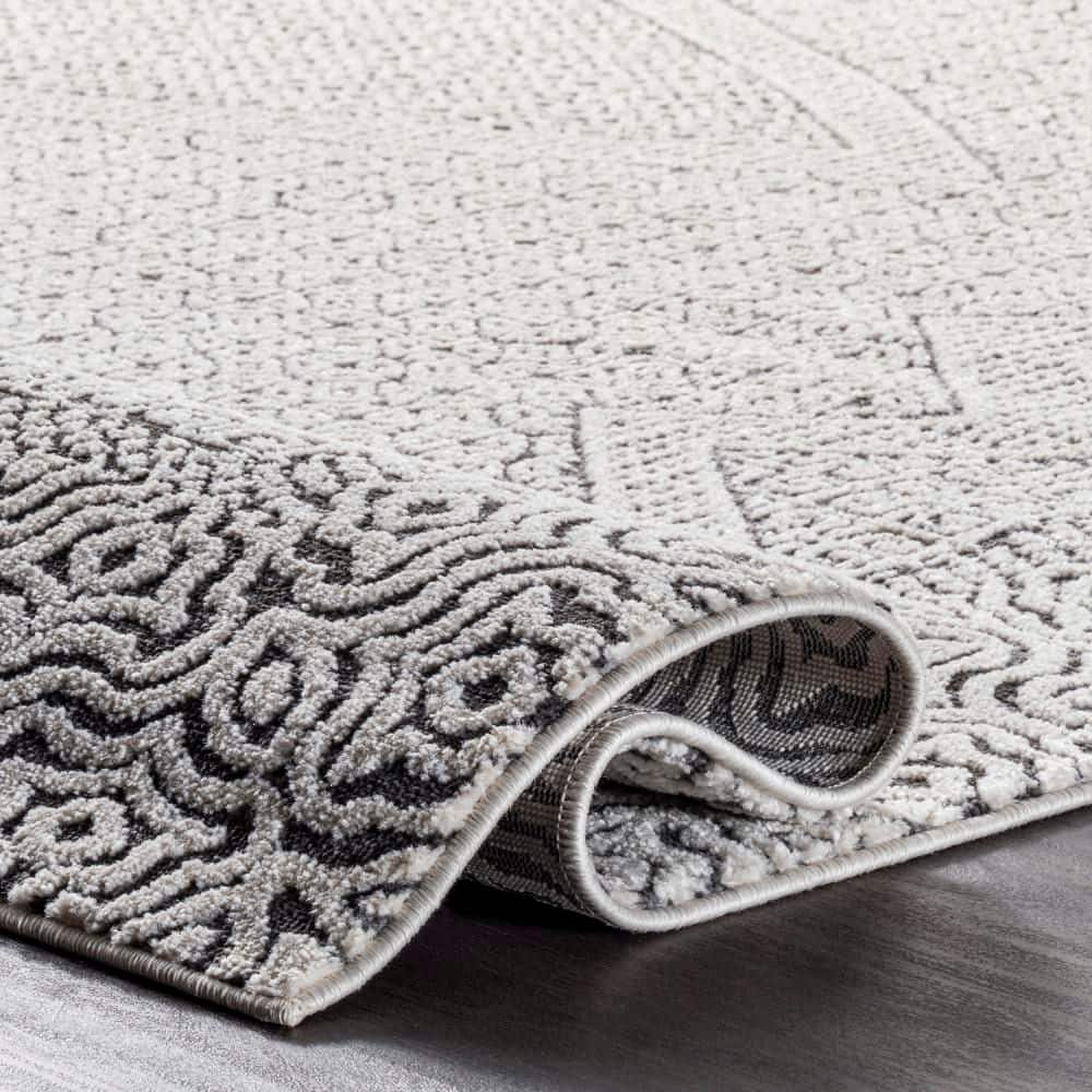 Exie Light Gray Moroccan Geometric 3x5 Area Rug