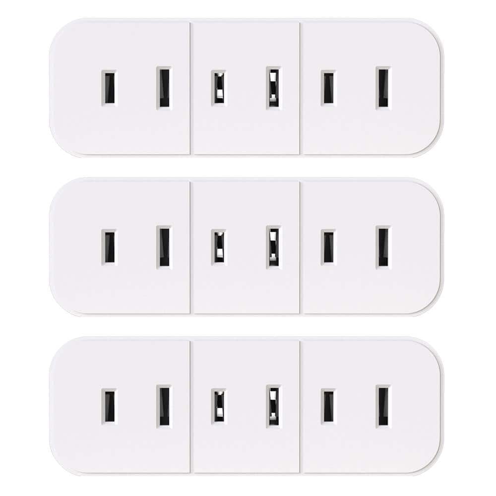 15Amp 125-Volt 2-Prong 3-Outlet Non-Grounded Triple Adapter Plug, White (3-Pack) price history on PriceWatchPro