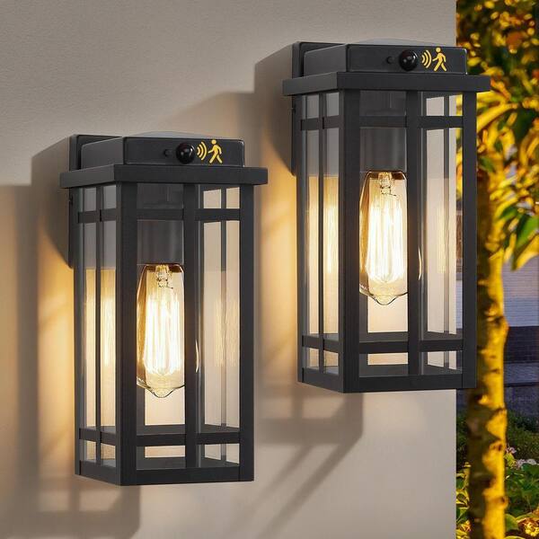 pasentel 11.72 in. Black Motion Sensing Dusk to Dawn Outdoor