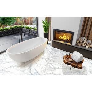 Raphael Gray 16 in. x 32in. Polished Porcelain Stone Look Floor and Wall Tile (14.2 sq. ft./Case)