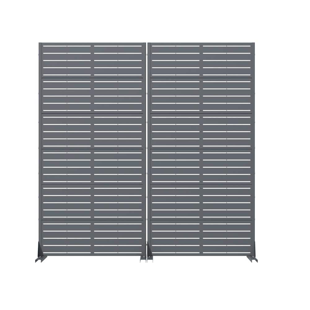 72 in. x 35 in. Cambrian Gray Metal Decorative Privacy Screen Set Garden Fence Louvered Wall Decor Lattice Panel price history on PriceWatchPro