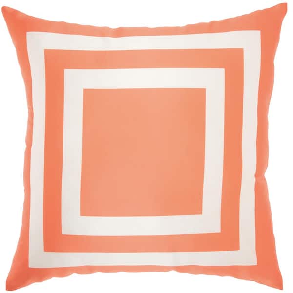 Mina Victory Outdoor Pillows Orange 20 in. x 20 in. Rectangle Throw Pillow
