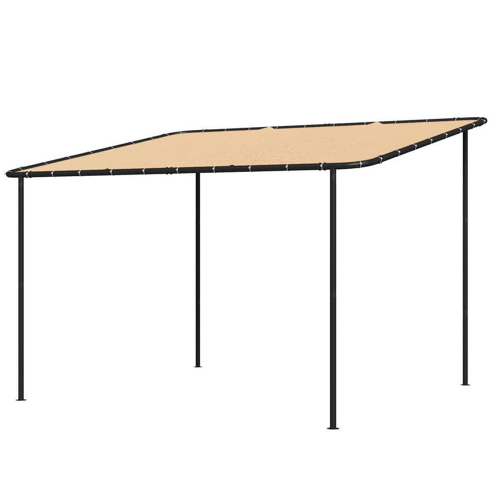 Sizzim 12 ft. x 10 ft. Brown Fabric Wall-Mounted Patio Cover with