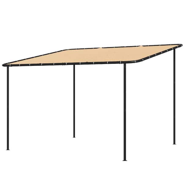 12 ft. x 10 ft. Brown Fabric Wall-Mounted Patio Cover with Steel Frame