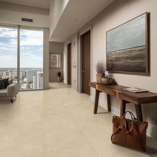 Chelton Cream Rectangle 24 in. x 48 in. Matte 3D Beige Porcelain Stone Floor and Wall Tile (16 sq. ft./Case)