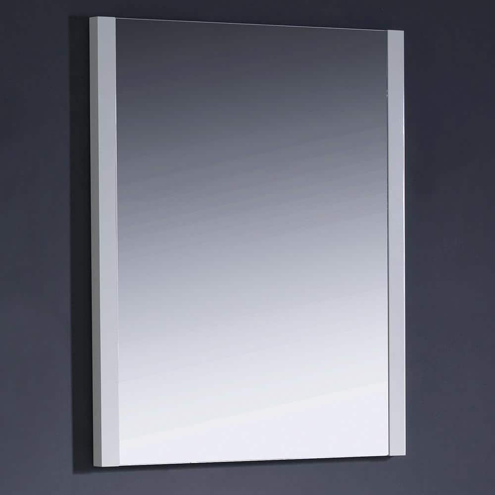 Modern Rectangular Frameless White Wood Vanity Mirror 25.5"x31.5"