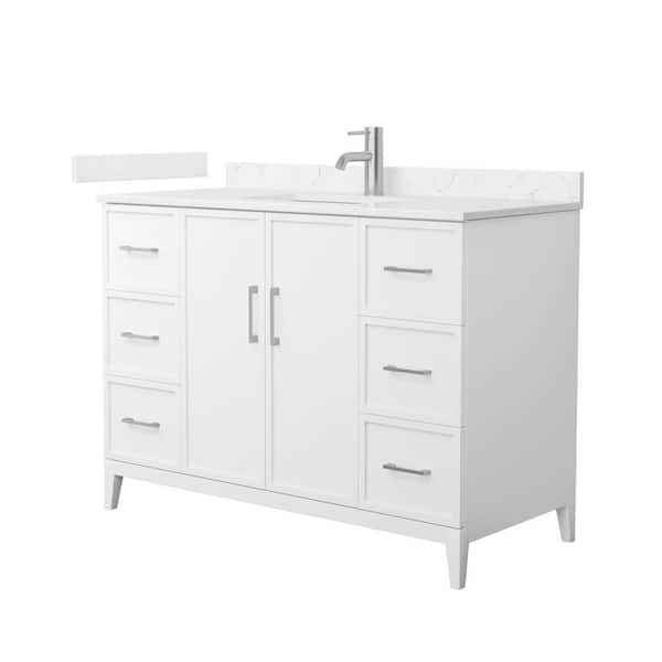 Wyndham Collection Elan 48 in. W x 22 in. D x 35 in. H Single Bath Vanity in White with Carrara Cultured Marble Top