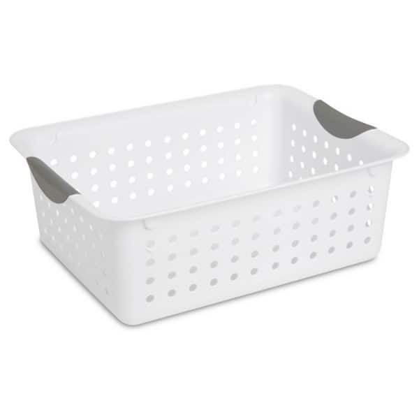 16248006 Medium Ultra Plastic Storage Organizer Basket White (24-Pack)