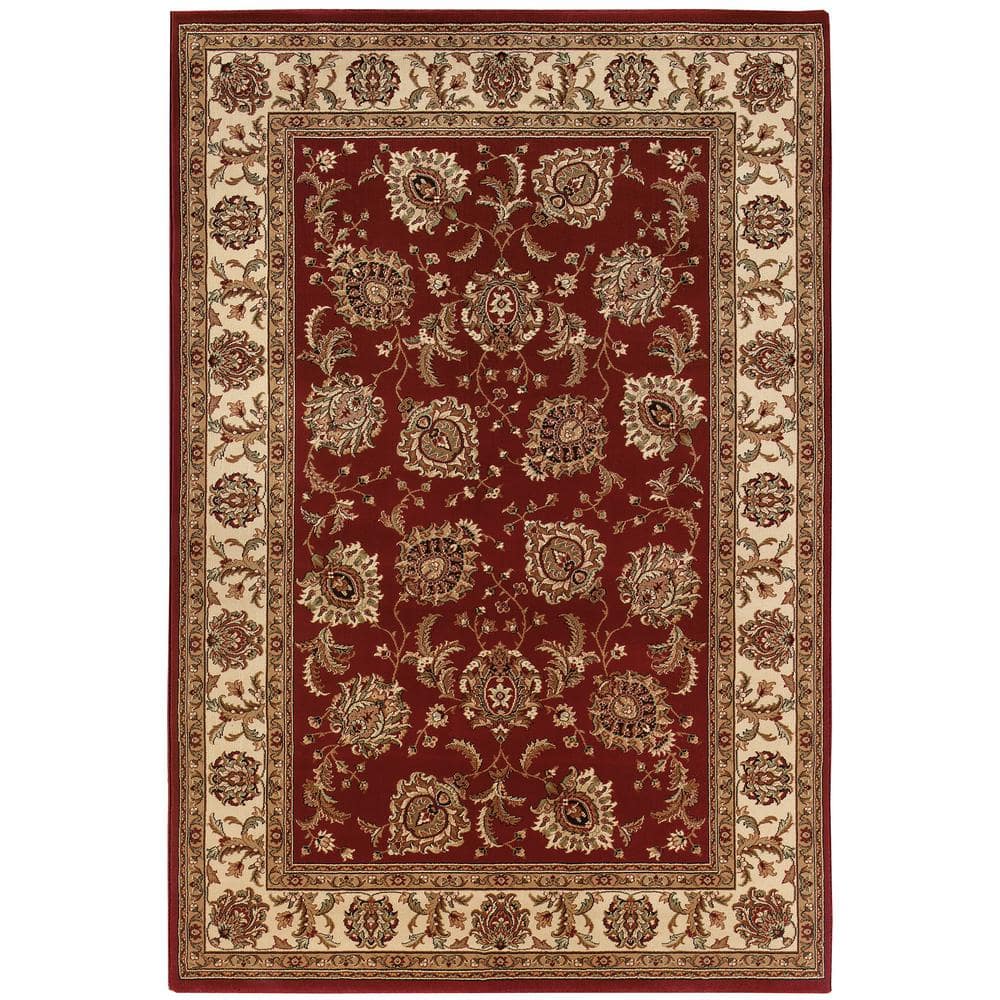 AVERLEY HOME Alyssa Red/Ivory 8 ft. x 8 ft. Square Border Area Rug ...