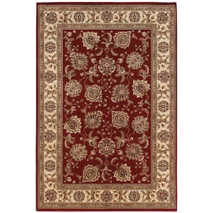Alyssa Red/Ivory 8 ft. x 8 ft. Square Border Area Rug
