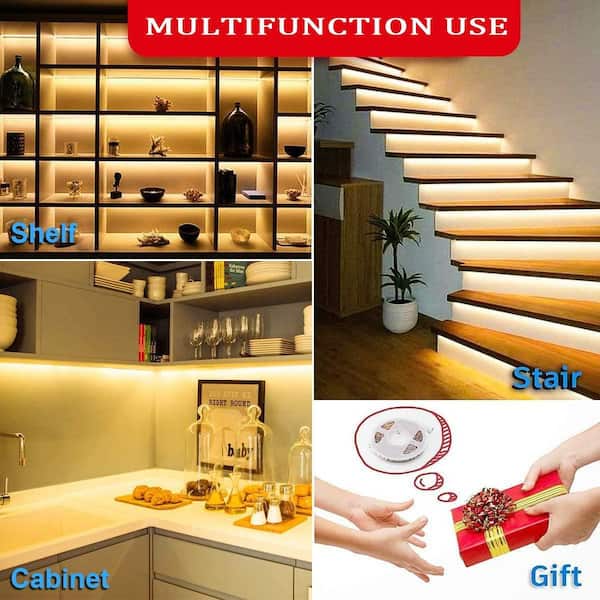 White 16.4 ft. Integrated LED Dimmable LED Light Strip 12-Volt Flexible LED Rope Lights Kit, Kitchen Strip Light Fixture