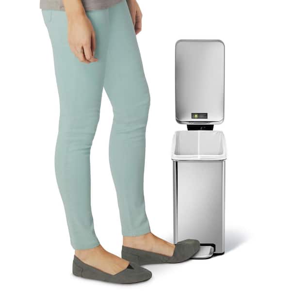 10L Slim Profile Step Bathroom Trash Can, Brushed Stainless Steel