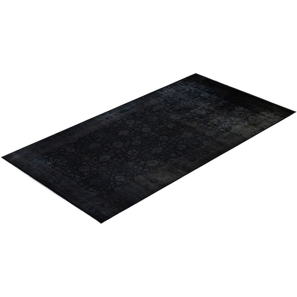 Overdyed Black 10 ft. x 19 ft. Solid Wool Indoor Area Rug