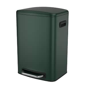 13 Gal. Green Commercial Trash Can with Attached Lid and 30 Garbage Bags