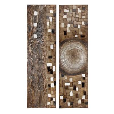 20 in. x 70 in. Gold Wood Modern Wall Art (Set of 2)