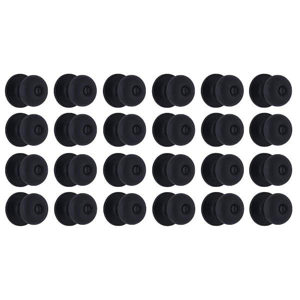 Round Matte Black Bed/Bath Door Knob 24-Pack