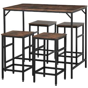 5-Piece Black Dinner Tabletop Furniture Set with 4-Chairs and 1-Table