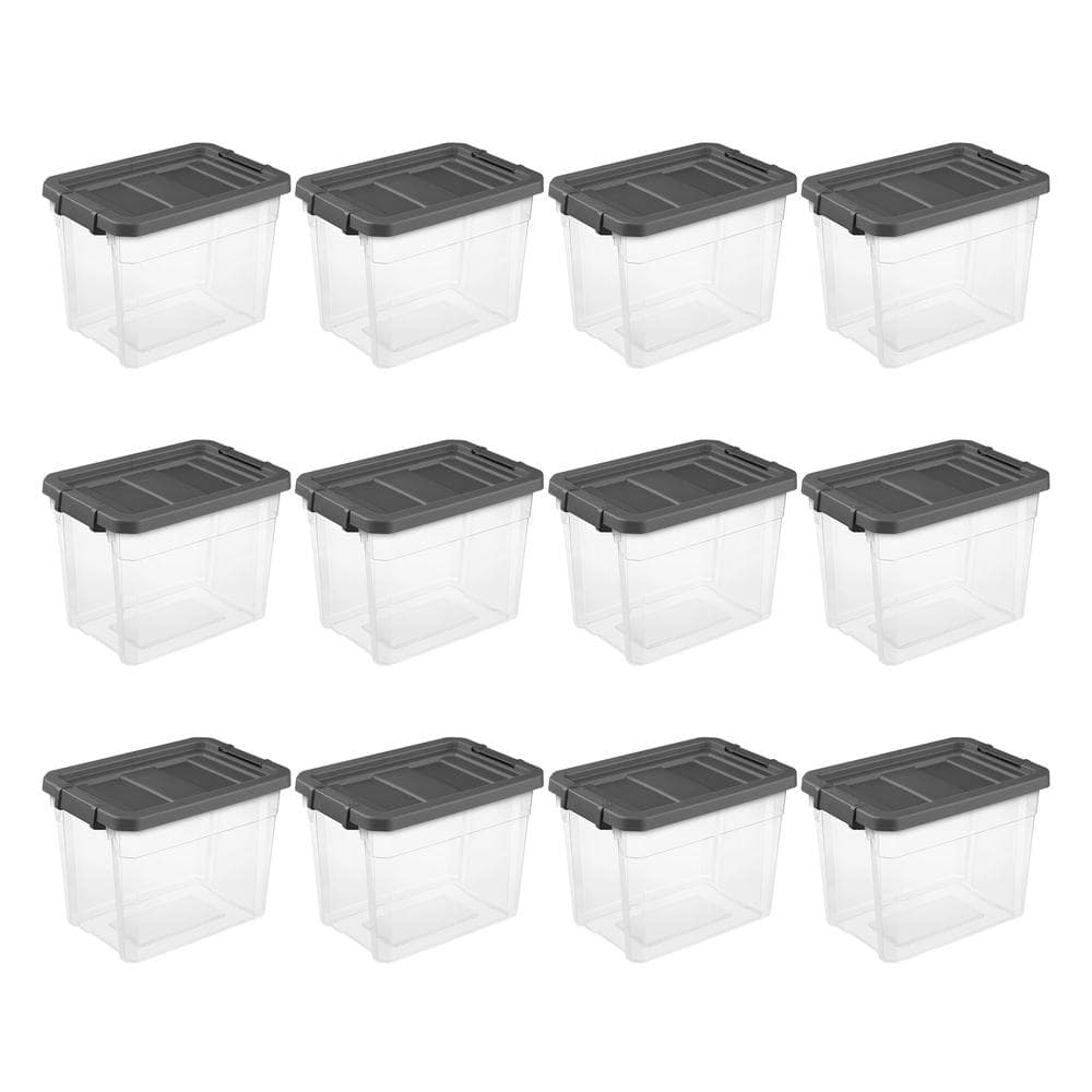 Sterilite 30 Qt Clear Plastic Stackable Storage Bin w/ Grey Latch Lid (18  Pack), 18pk - Fry's Food Stores
