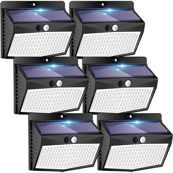 1.7 in. Solar Powered Plastic Outdoor Motion Sensor Security Lights Waterproof 3 Modes for Garden Fence Yard Deck 6 Pack